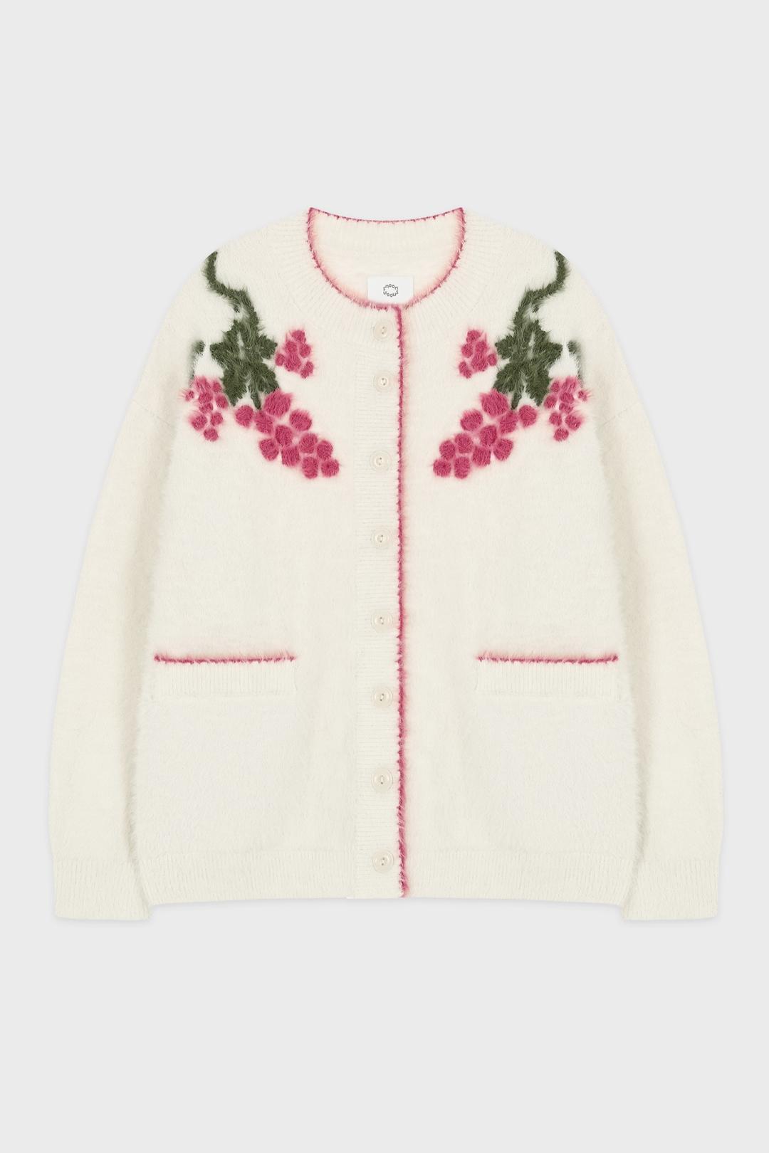Handmade Grape Hairy Cardigan (Ivory)