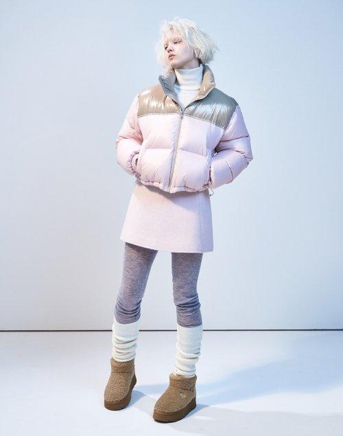 CROPPED DOWN JACKET COLOR BLOCK_PINK