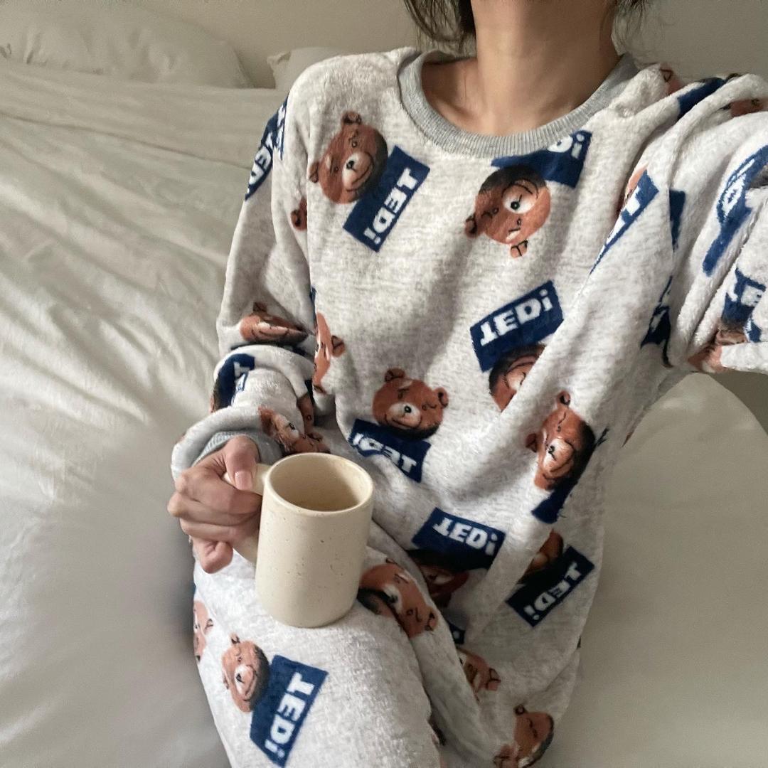 [추천/당일출고]테디 극세사 수면잠옷 홈웨어 투피스 세트