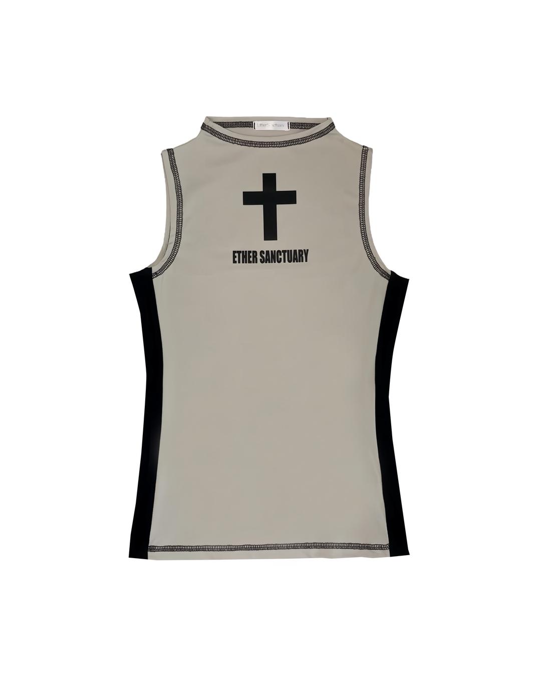 Cross Sleeveless Top (Beige)