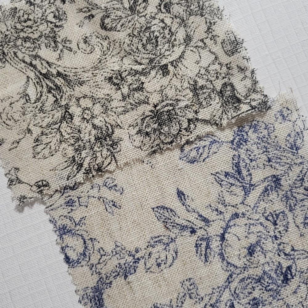 프렌치 플라워 린넨원단 2칼라