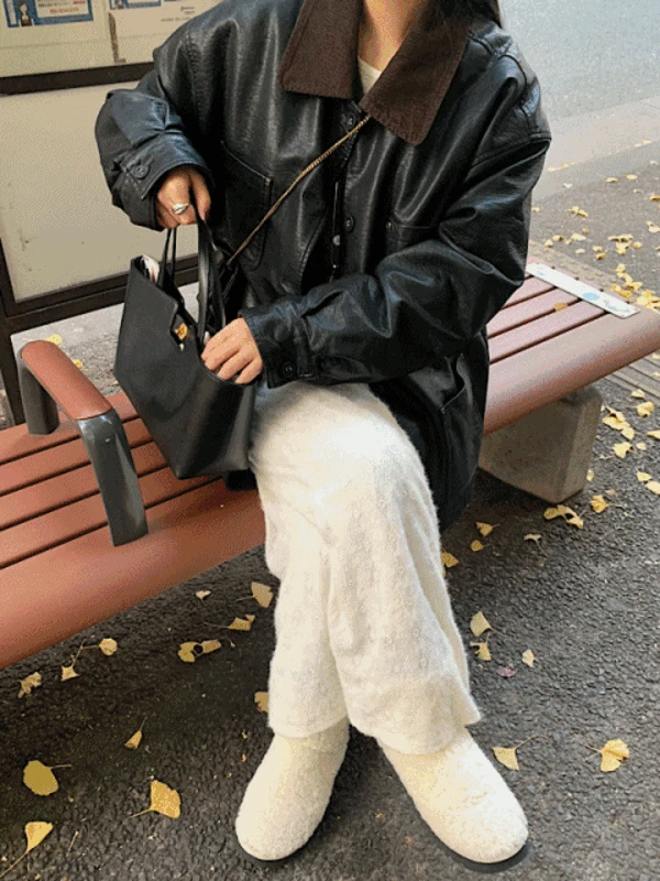 [주문폭주/안감양털] 던피 레더 하프 자켓 (2col)