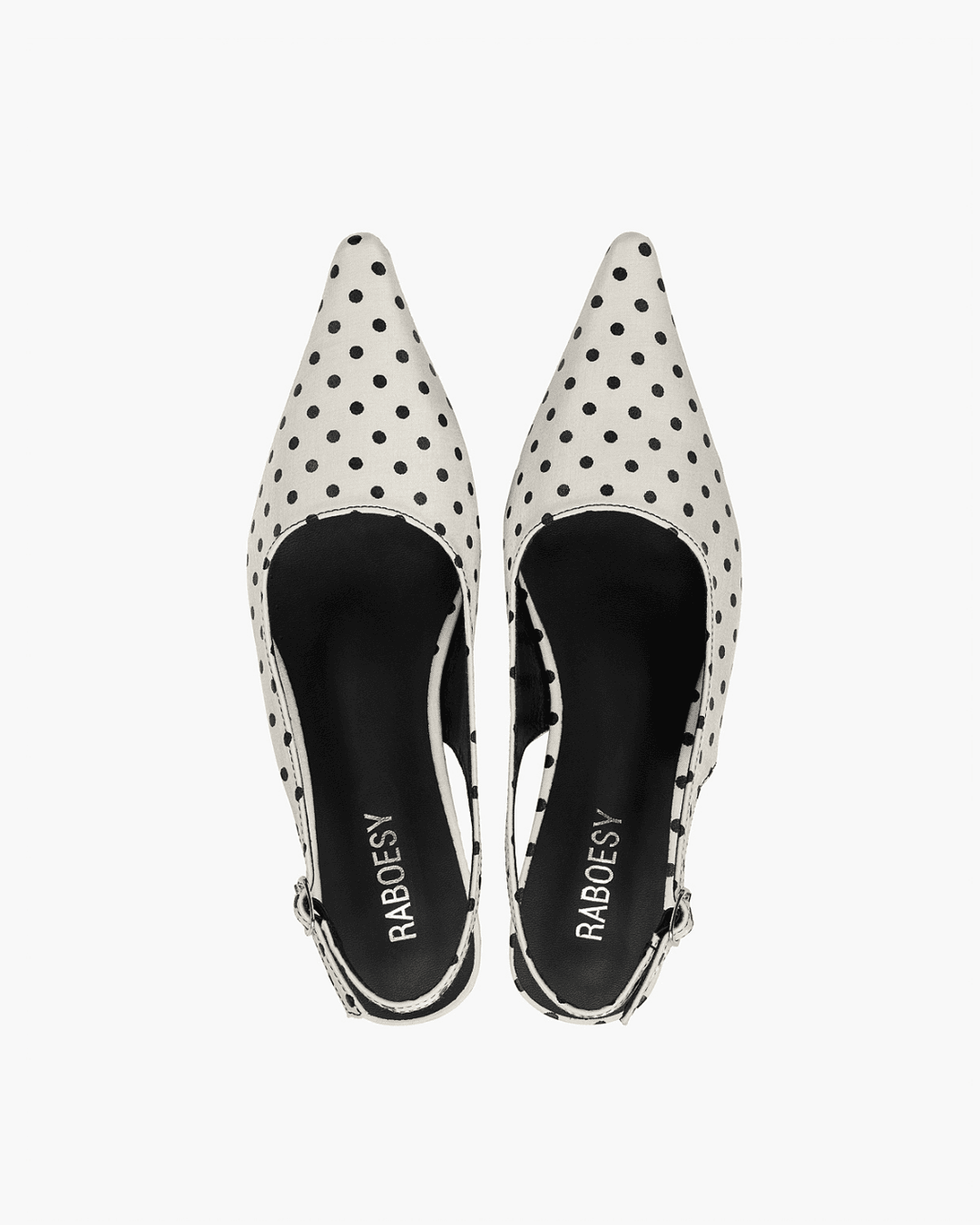 Satin Polka Dots Pointed Toe Slingback Flats