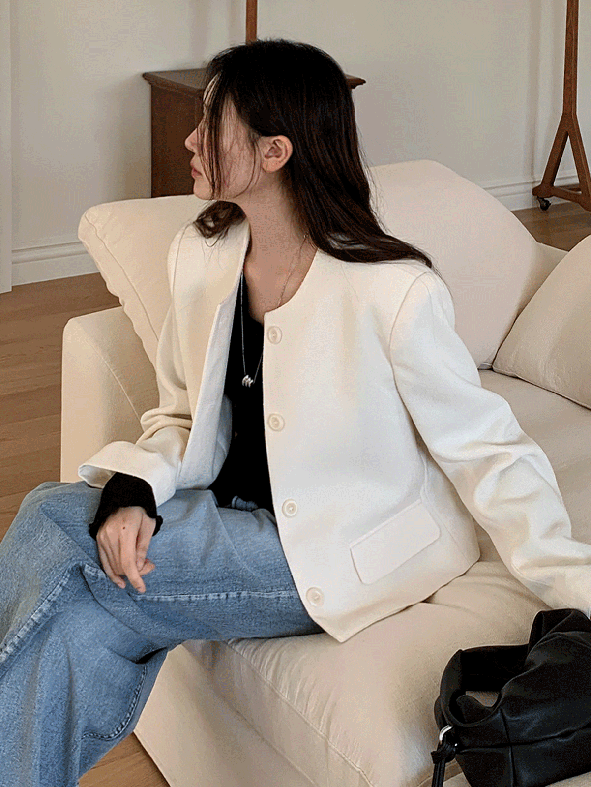plick crop jacket (2color) 울30