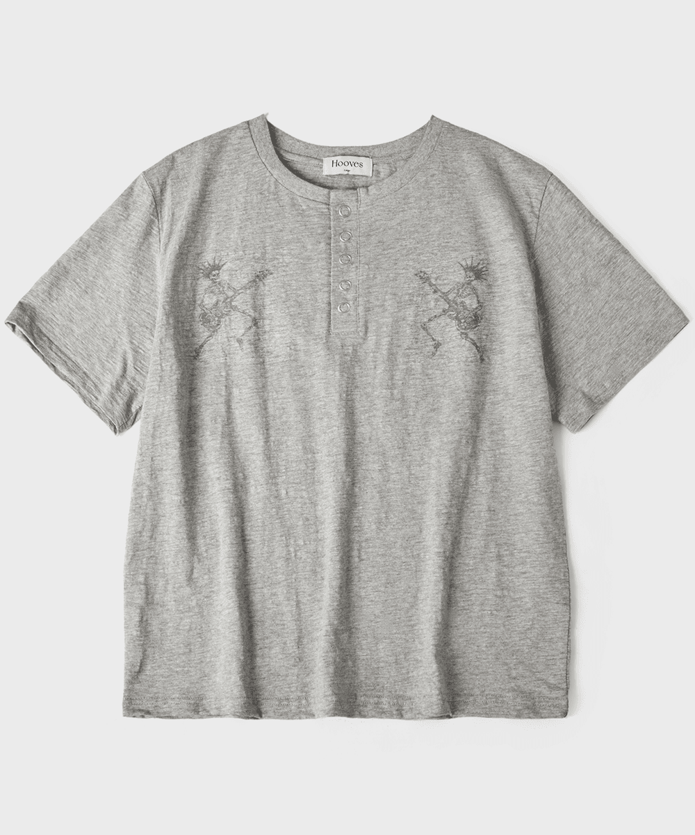 5월 4일 예약배송_Twin Skeleton Henry 1/2 Tee [Melange Grey]