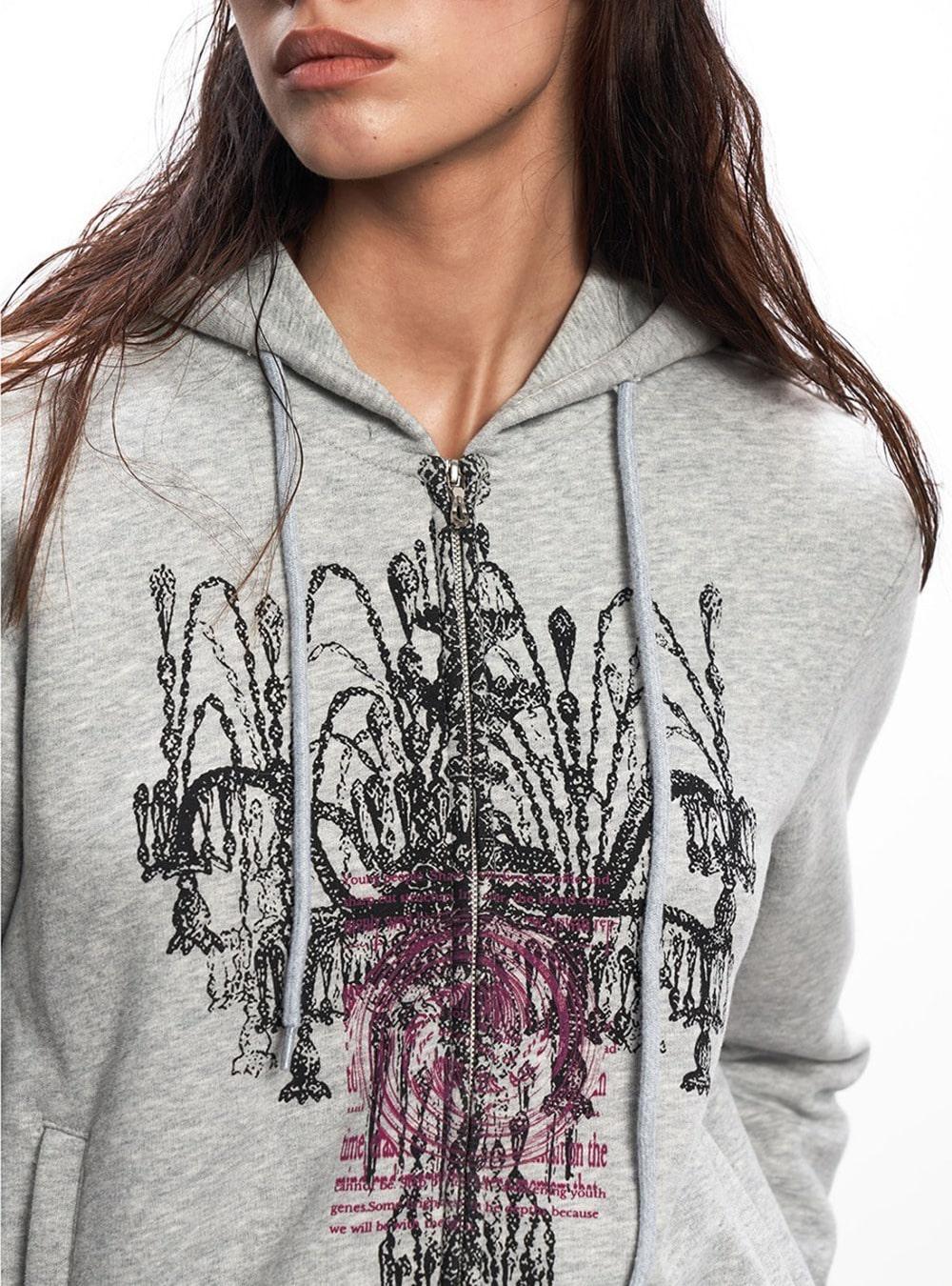 [RustyNaill]   Original Retro Print Zip Hoodie