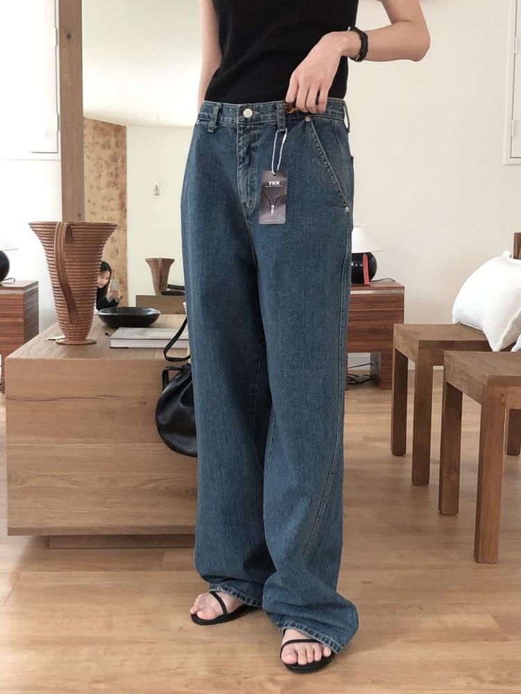 LE BUTTER 르버터 25SS 람브 사선 데님 팬츠 