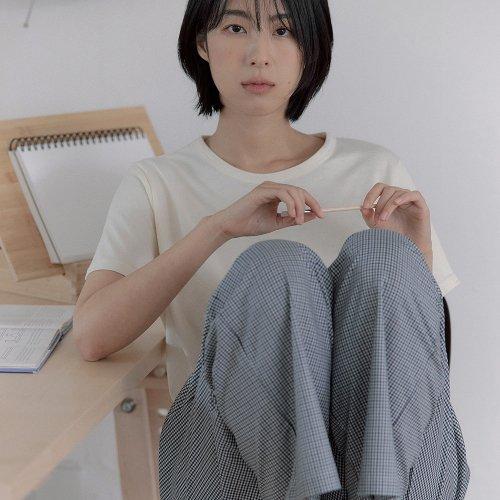 심플 미니 체크 파자마 팬츠 (블루)