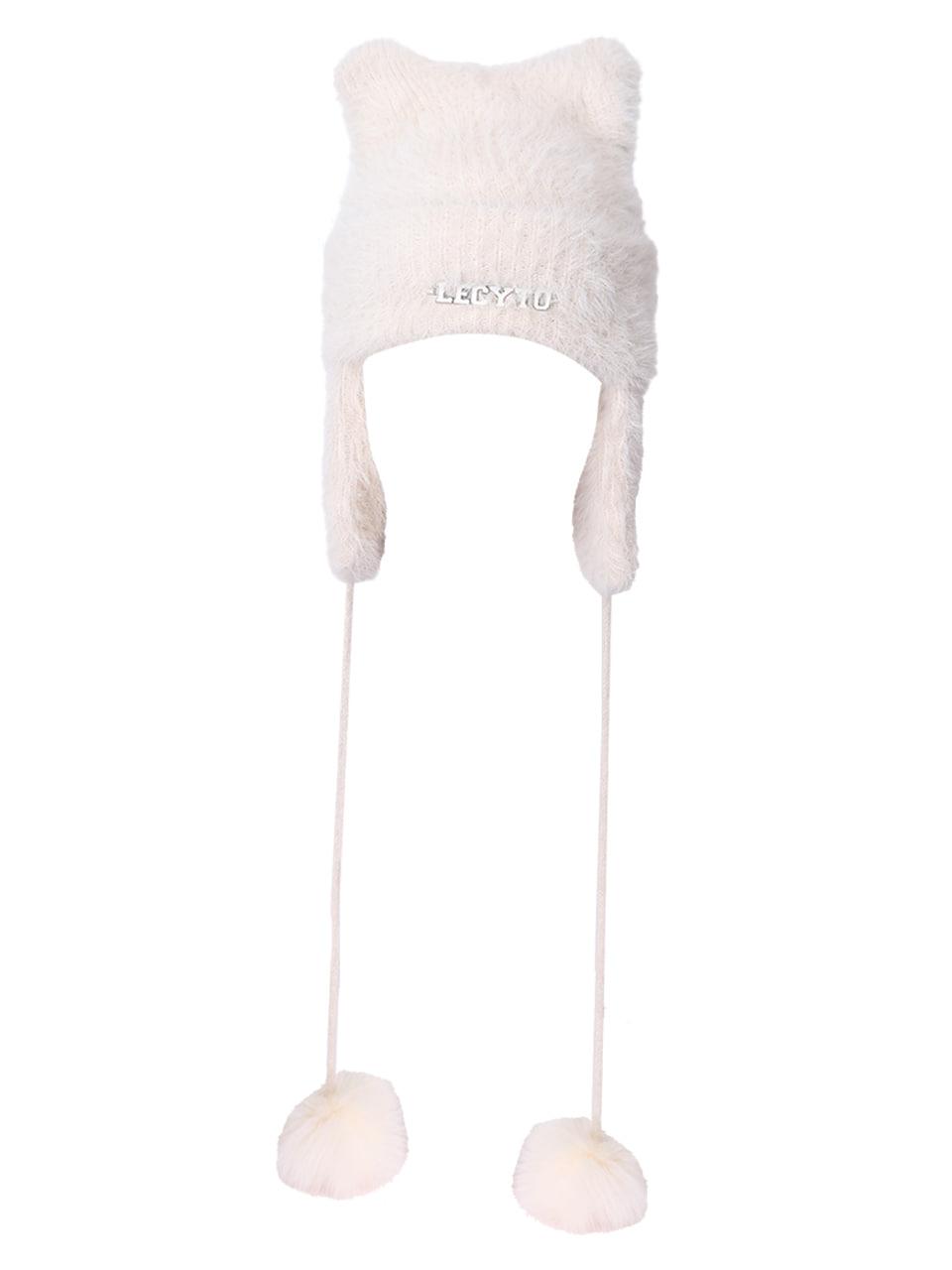 [11/3 예약배송] Angora Cat Earworm Beanie_[Ivory]