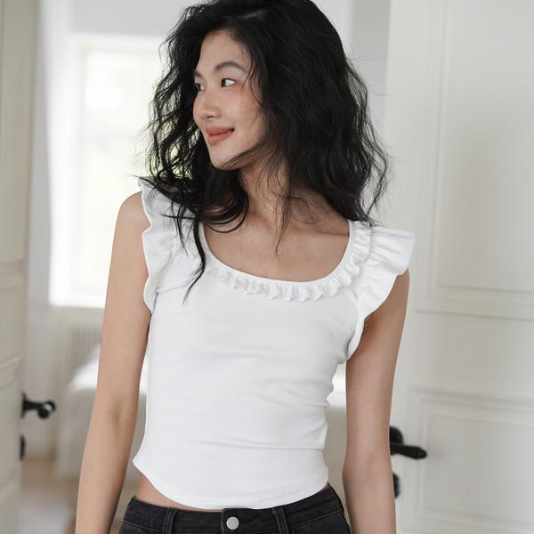 White Frill Crop Top