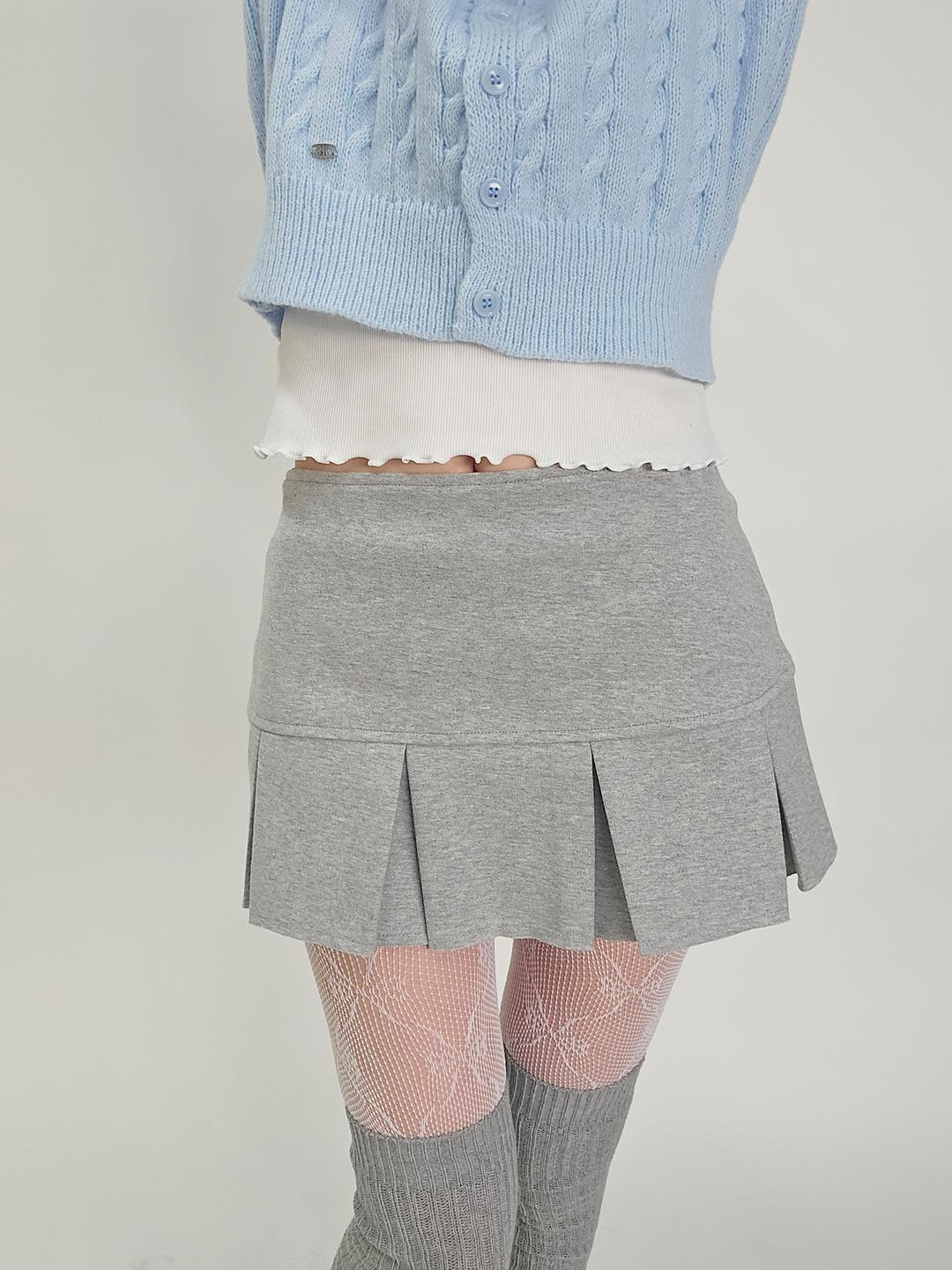 mini pleats jersey skirt, grey