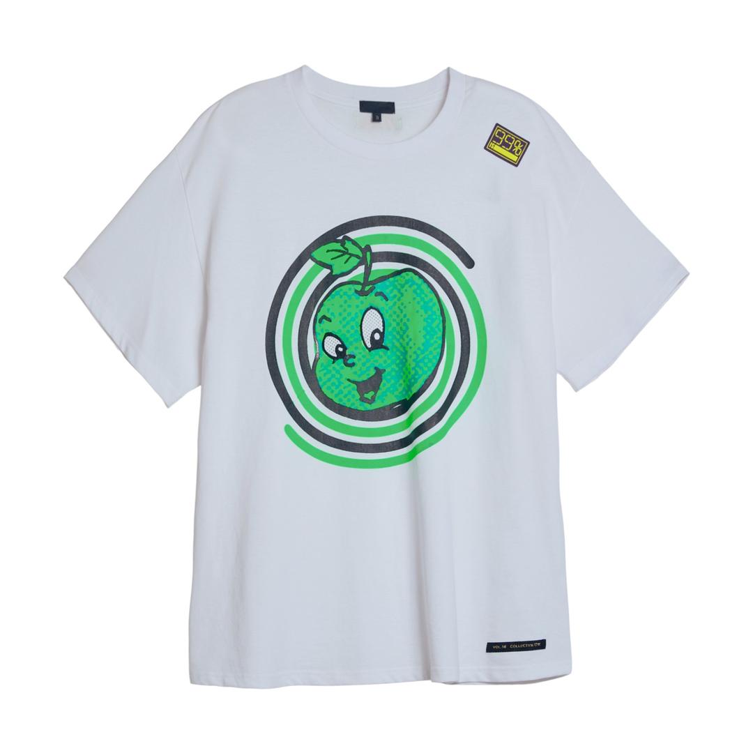 SPIRAL APPLE  MESH-EYE T-SHIRT (WHITE)