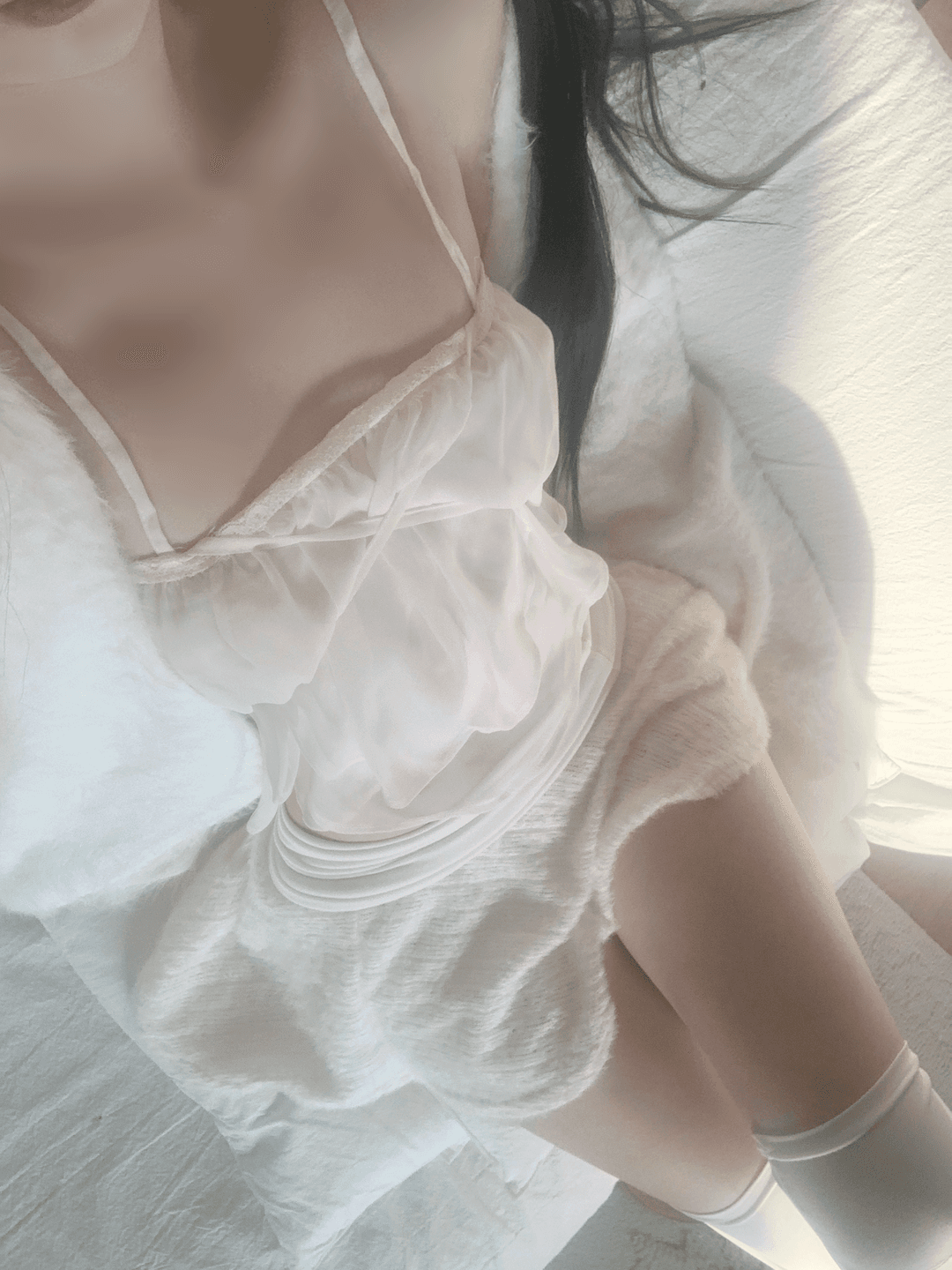 ining strap frill top (ivory)