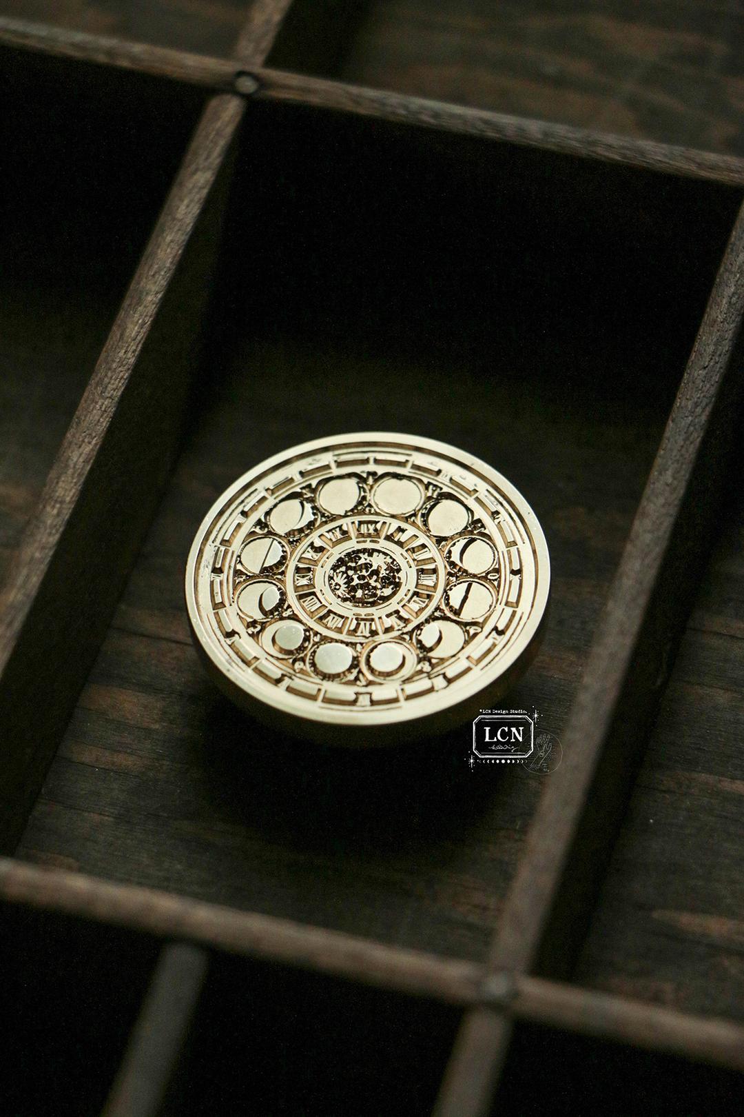 Wax seal stamp set. - Round moon phase
