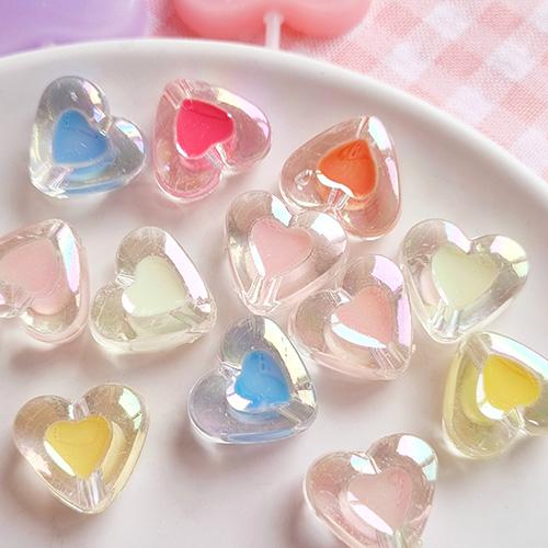 투명AB 시럽하트 비즈(5개)