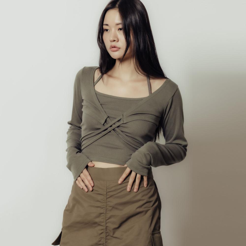 샌디 스트랩 볼레로 & 홀터 끈나시 SET