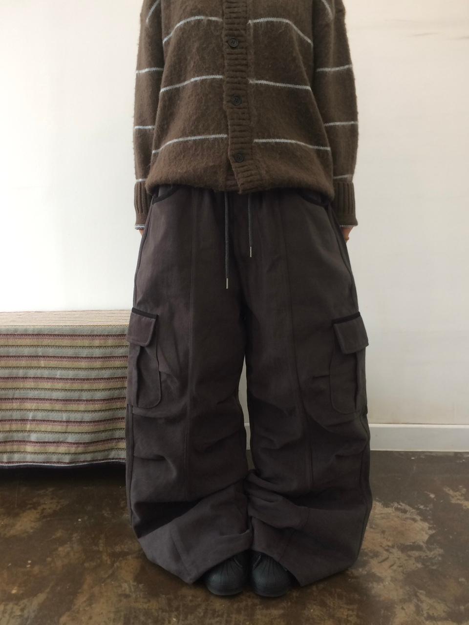 [unisex] 피치 기모 배색 카고 팬츠 (3 color)