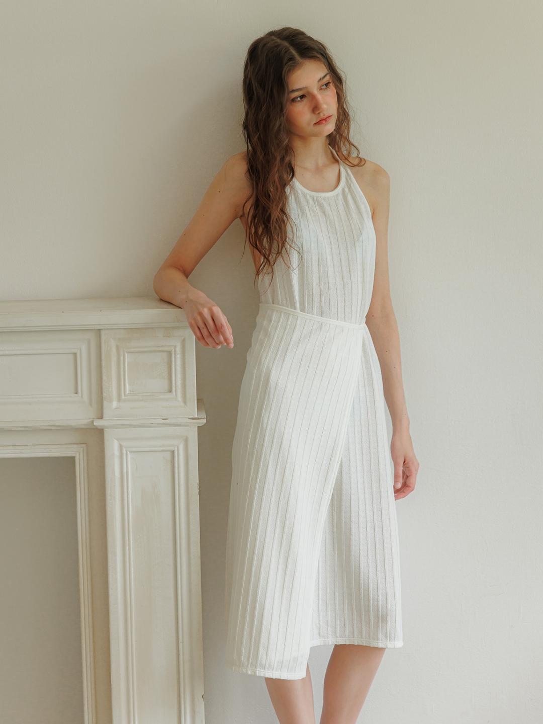 OPEN BACK WRAP DRESS - CREAM WHITE