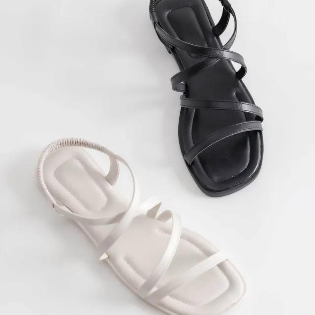 (오늘출발) 스퀘어 크로스 여행 스트랩 플랫 샌들 1.5cm