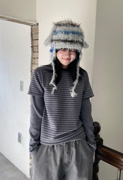 어나더랭귀지 [주문 폭주] stripe layered T