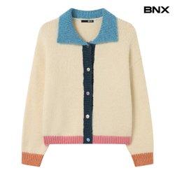 배색 카라넥 버튼업 울 니트 가디건 (BX4CD035L0)