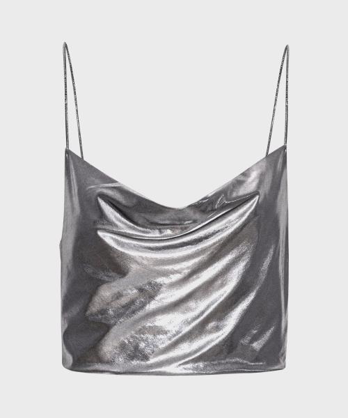 (W) 메탈릭 크롭 탑 실버 METALLIC CROP TOP SILVER