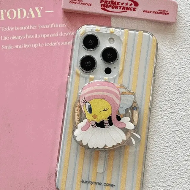 럭키비키💛귀여운 스트라이프 맥세이프 아이폰케이스 옐로우 자석케이스 맥세이프 스마트톡 아이폰 13 케이스 아이폰14케이스 아이폰15케이스 아이폰15프로 우정케이스