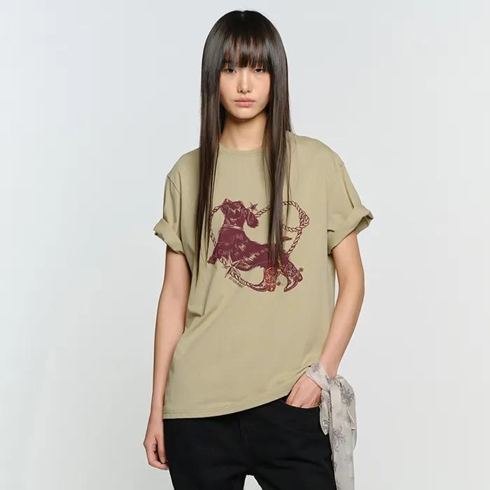 HEART DOG OVERFIT T-SHIRT, KHAKI