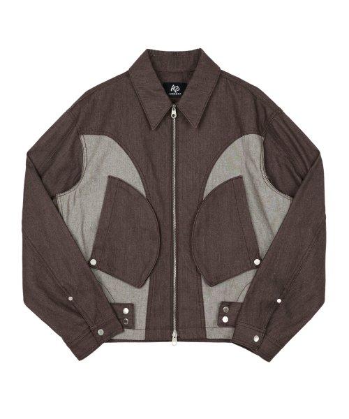 SIDE TAP DENIM JACKET BROWN