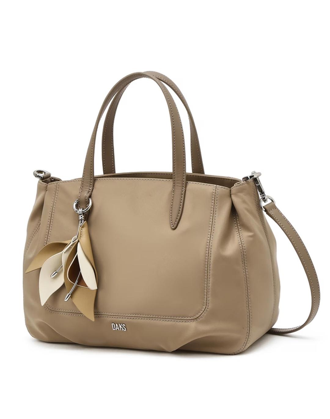 [MISTY FLOWER]베이지 플라워 참장식 나일론 미디움 토트백 DCBA5E533