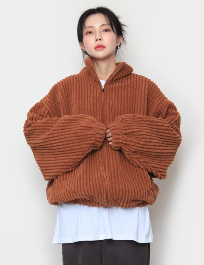 [UNISEX] 퍼 골지 집업 자켓