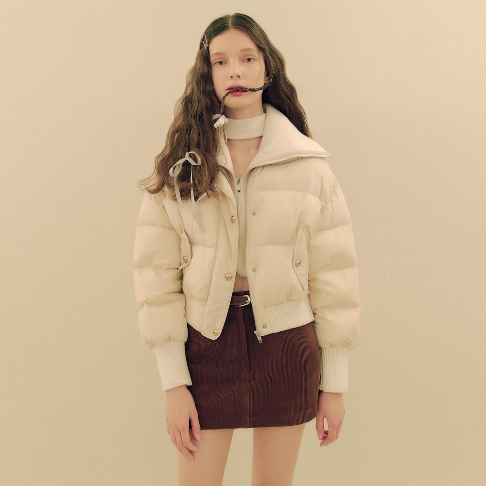 [케네스레이디] 니트 카라 다운 자켓 EDJKNK0400