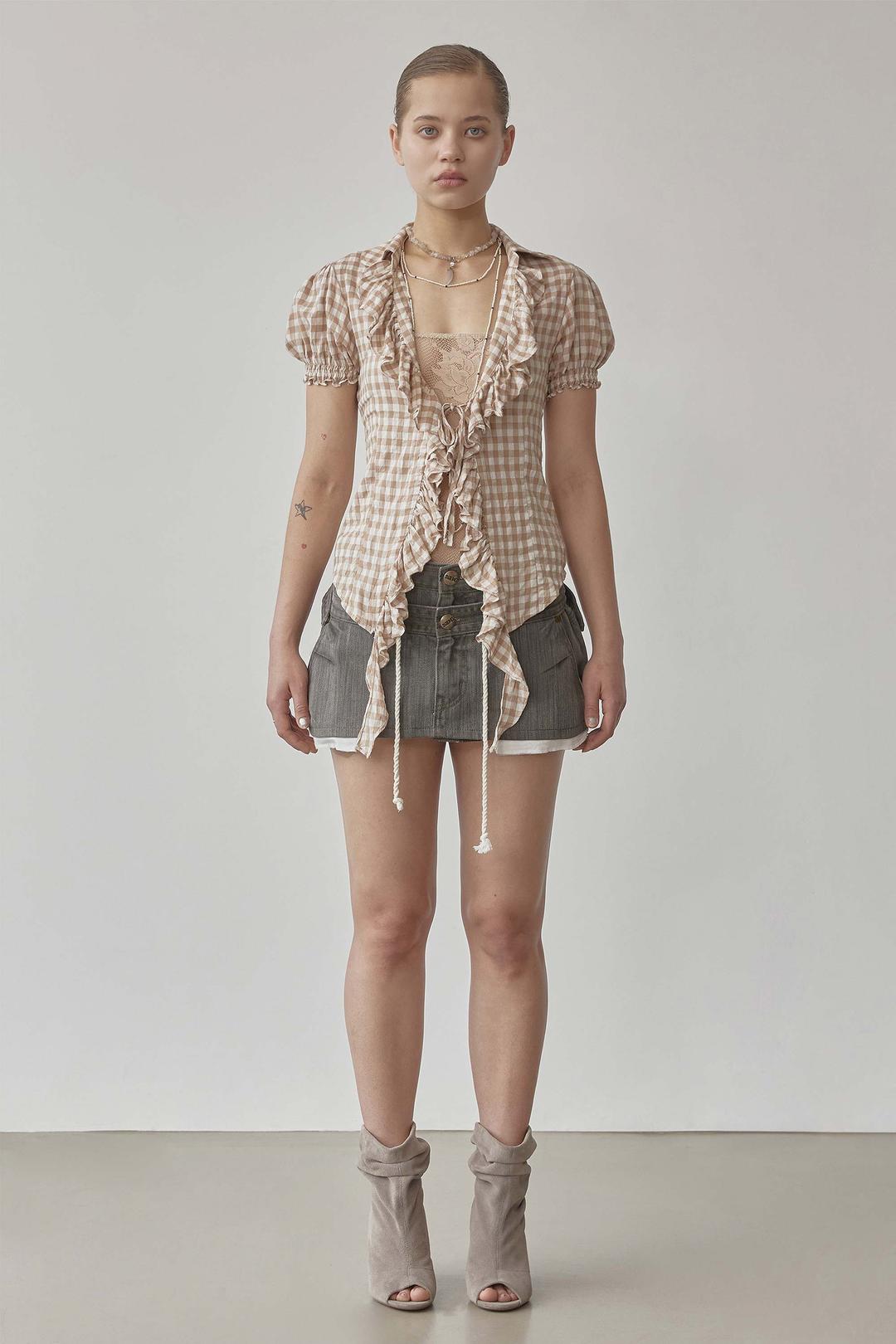Apron Layered Mini Skirt Charcoal