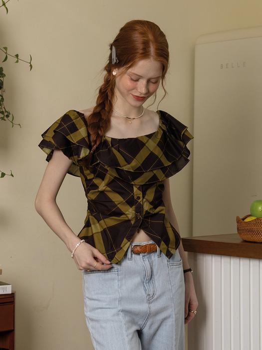 DD_Plaid ruffle charm top_GREEN