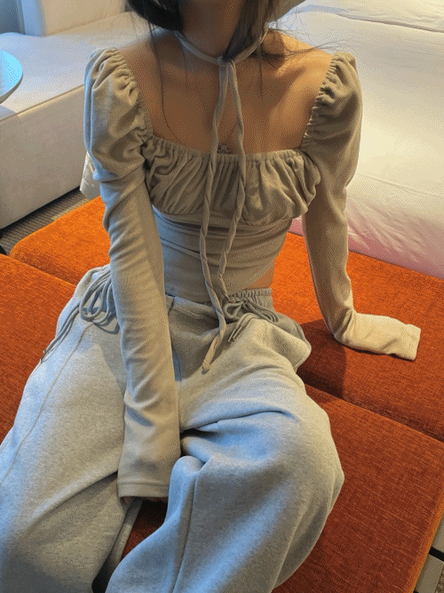 [강추] 베티 타이 셔링 퍼프 스퀘어 티셔츠 , 3col