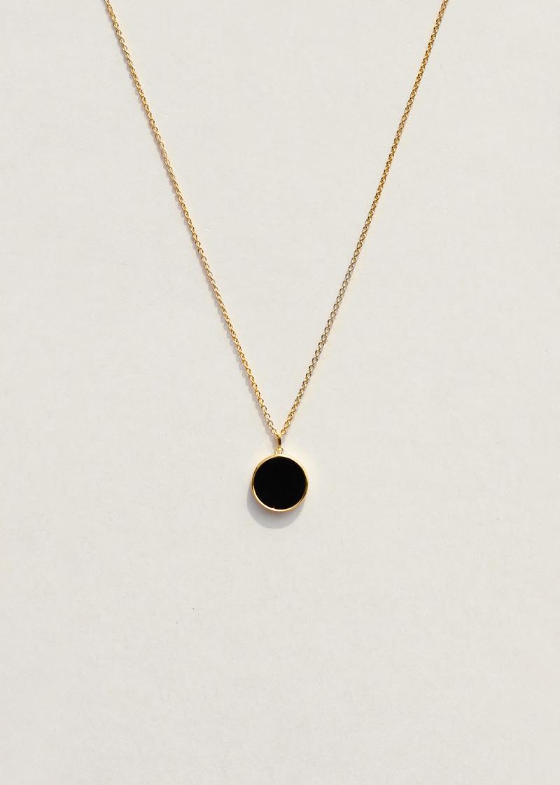 Tiny Circle Onyx Necklace