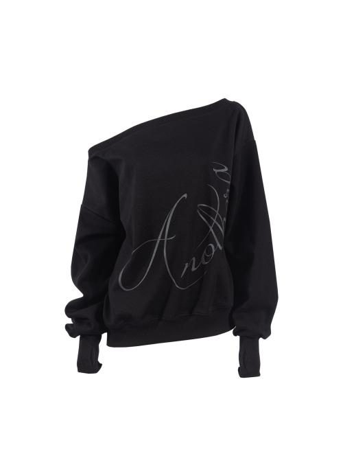 오프숄더 맨투맨_블랙