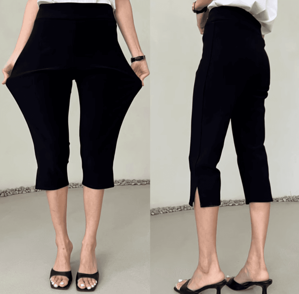 카프리핏보정 블랙8부 밴딩팬츠 - 힙업 하이웨스트 슬림 일자핏55-77