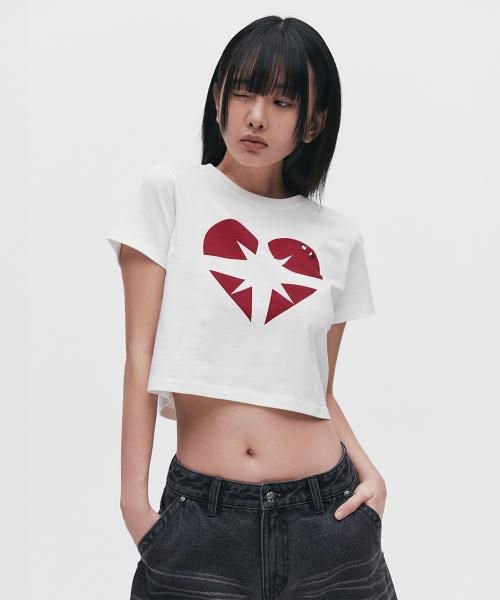 HEART SYMBOL STUD CROP TOP off white