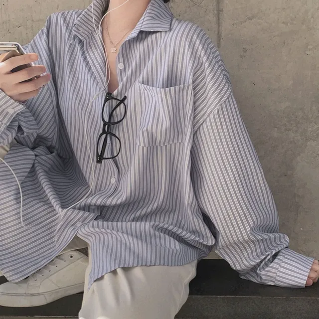 [왕오버핏!/✨주문폭주✨]리즈 오버핏 스트라이프 셔츠 남방