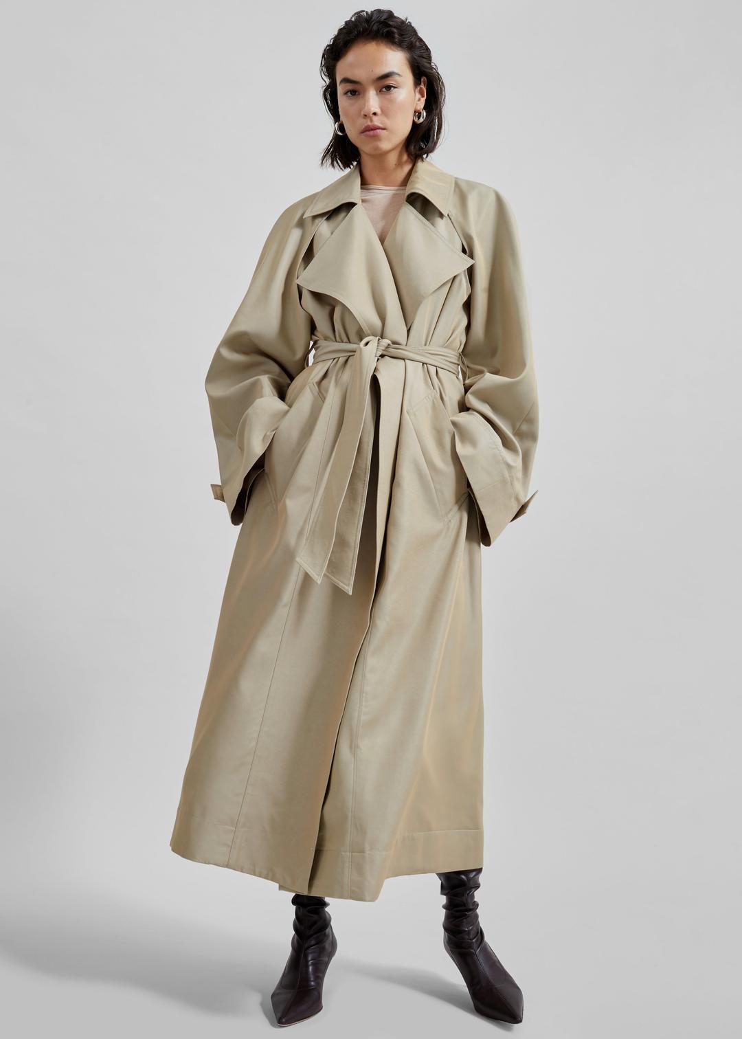 Astoria Cut-Out Raglan Sleeve Trench Coat - Beige - XXXS/XXS