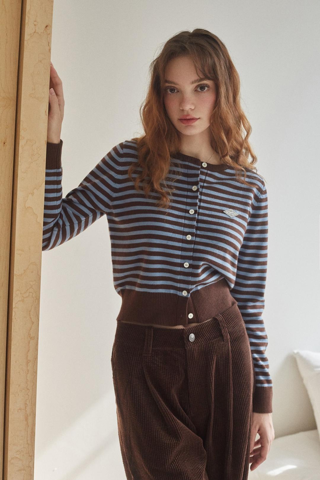 Ludy stripe knit cardigan (blue)