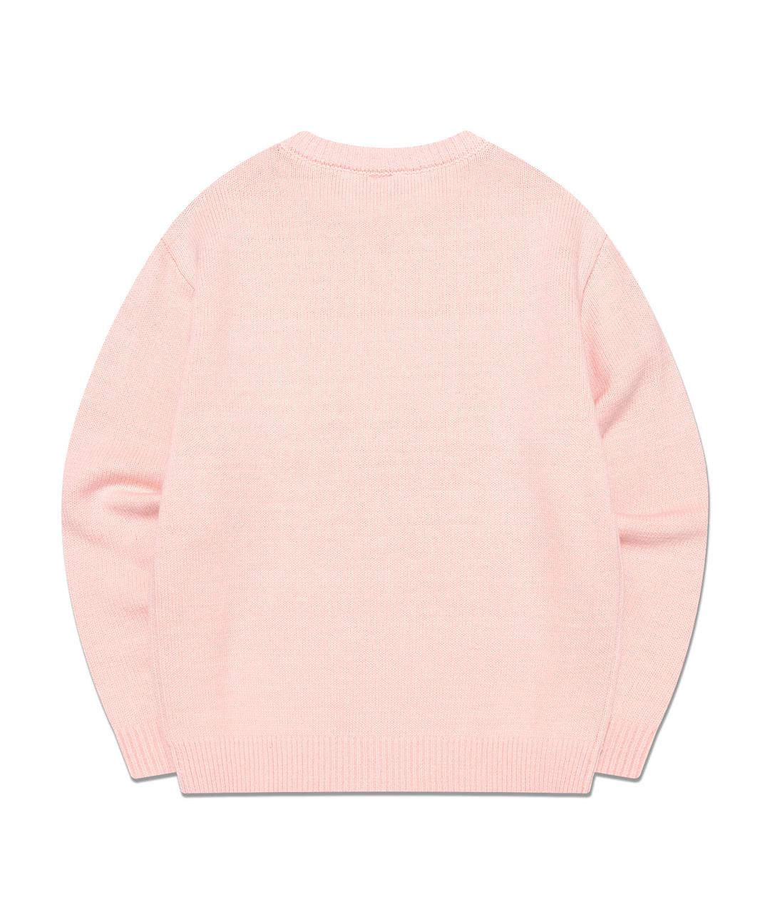 키즈 스탠다드핏 빅로고 니트 풀오버 핑크