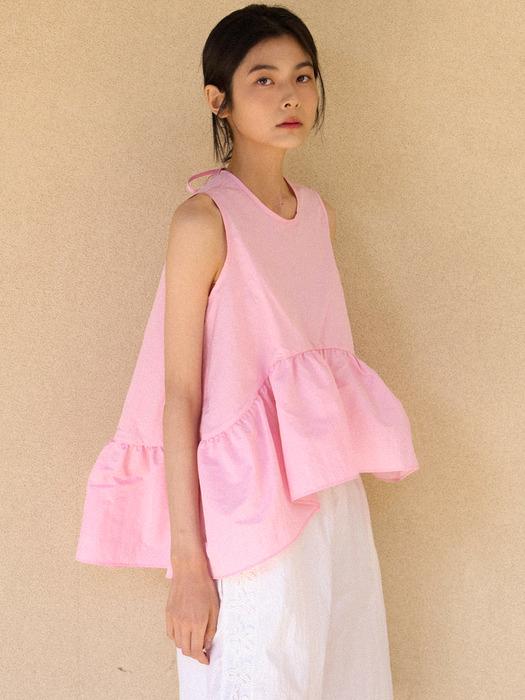 Gina Unbalanced Sleeveless Top [Pink]