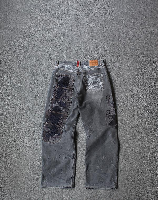 KARAKURI Oriental Embroidery Denim Pants[33]