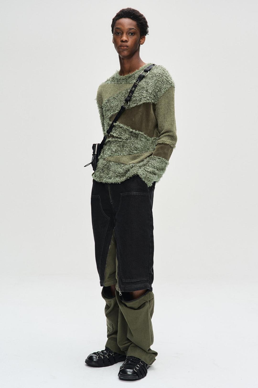 GHILLIE COLOR BLOCK SWEATER atb1170m(KHAKI)