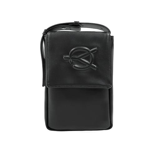 엠보 로고 레더 미니 크로스백-블랙