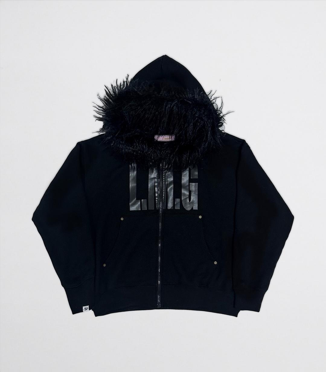 LMG curly fur hood zip-up (BLACK) delivery ~12.19