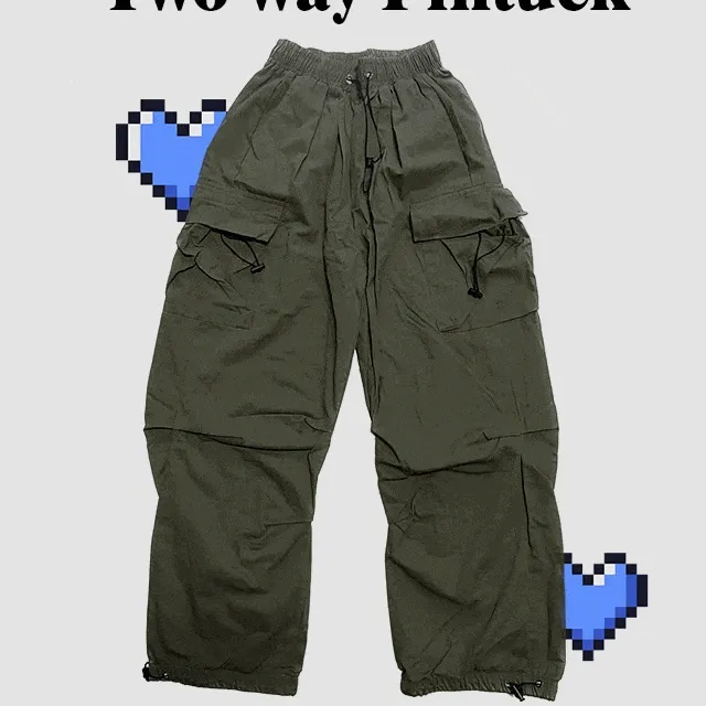💫 컬러추가! 주문폭주 🔥하체커버 스트링조절 [3color] Y2K 루즈핏 투웨이 카고 와이드 밴딩 팬츠