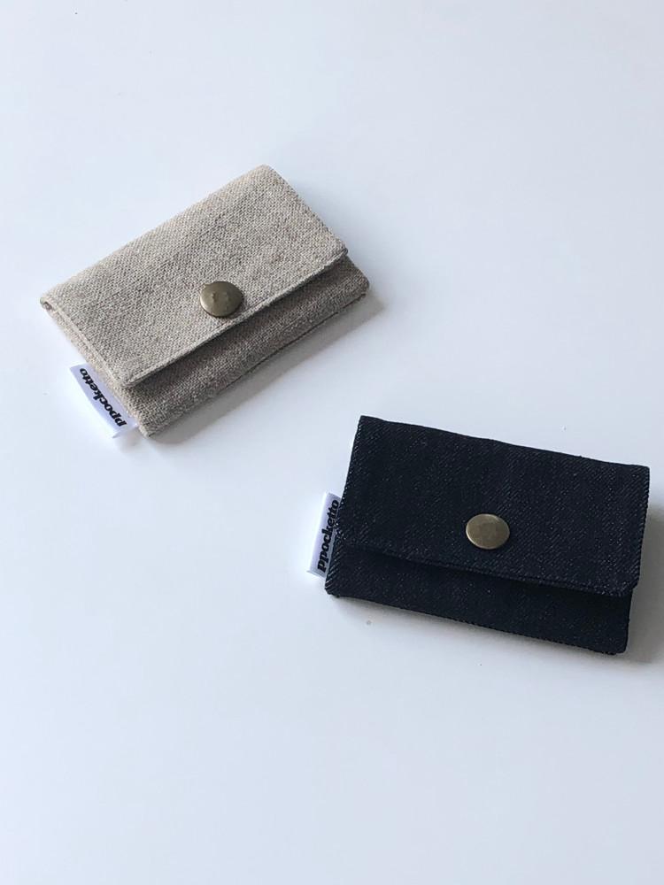 뽀겟또 미니 카드지갑  - denim, oatmeal